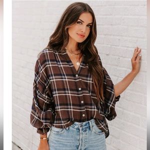 VICI cotton plaid button down